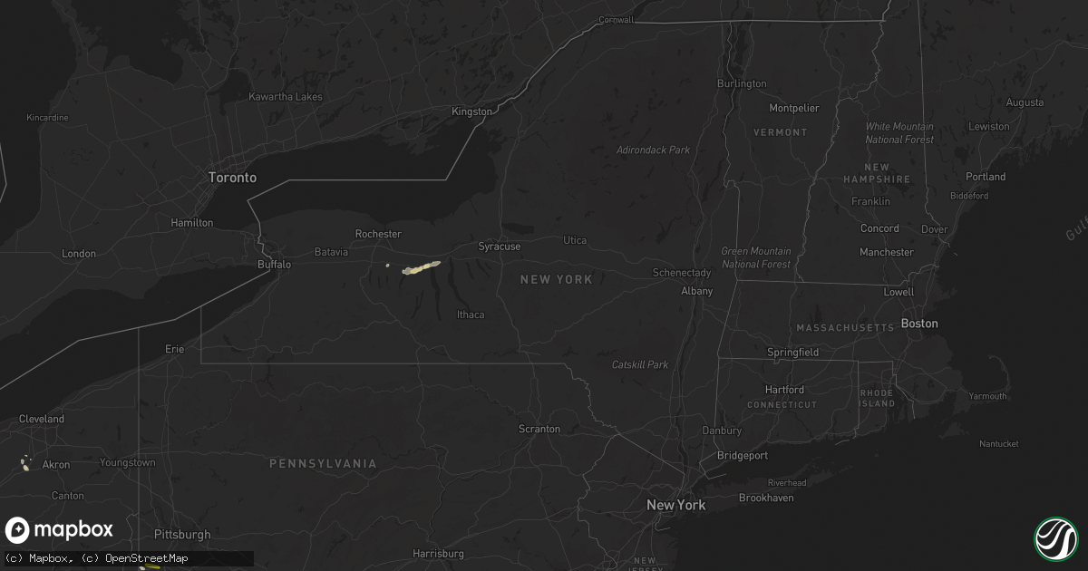 Hail map in New York on July 30, 2014