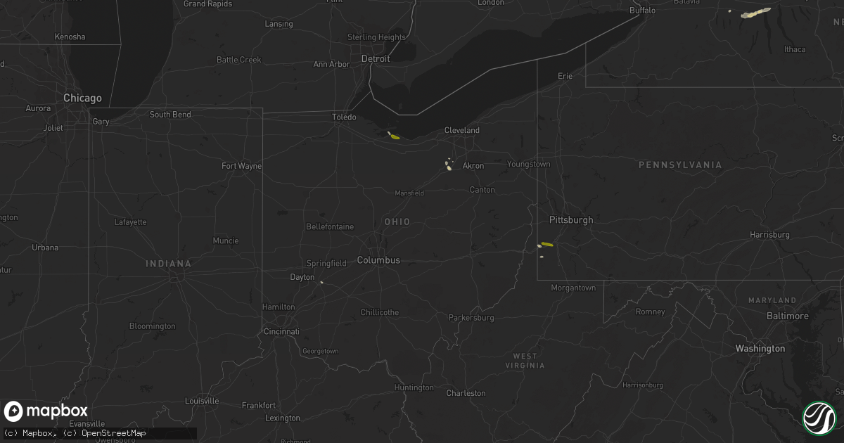 Hail map in Ohio on July 30, 2014