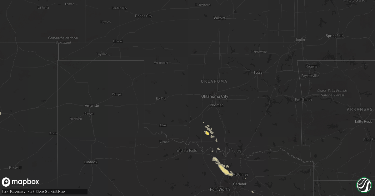 Hail map in Oklahoma on July 30, 2014