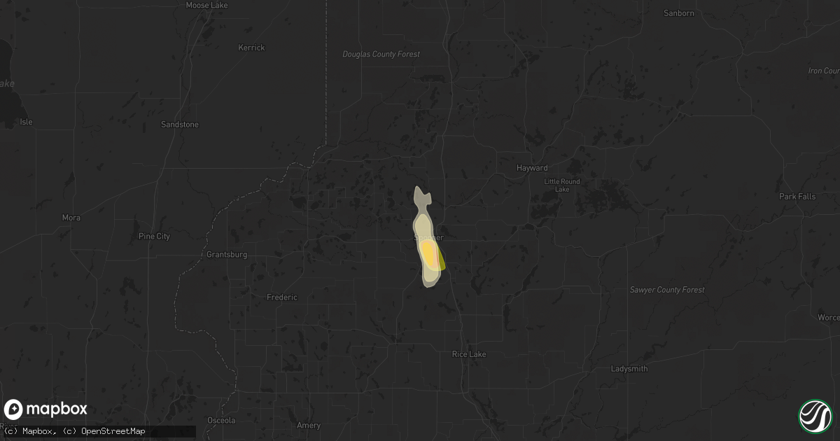 Hail map in Spooner, WI on July 30, 2014