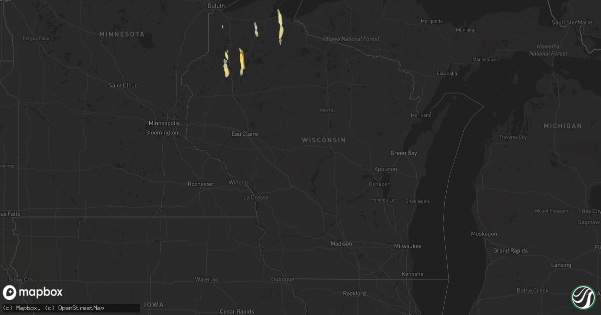 Hail map in Wisconsin on July 30, 2014