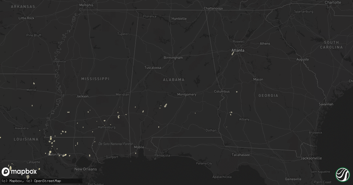 Hail map in Alabama on July 30, 2015