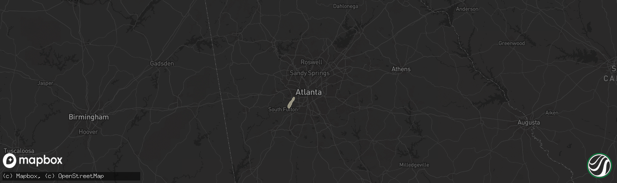 Hail map in Atlanta, GA on July 30, 2015