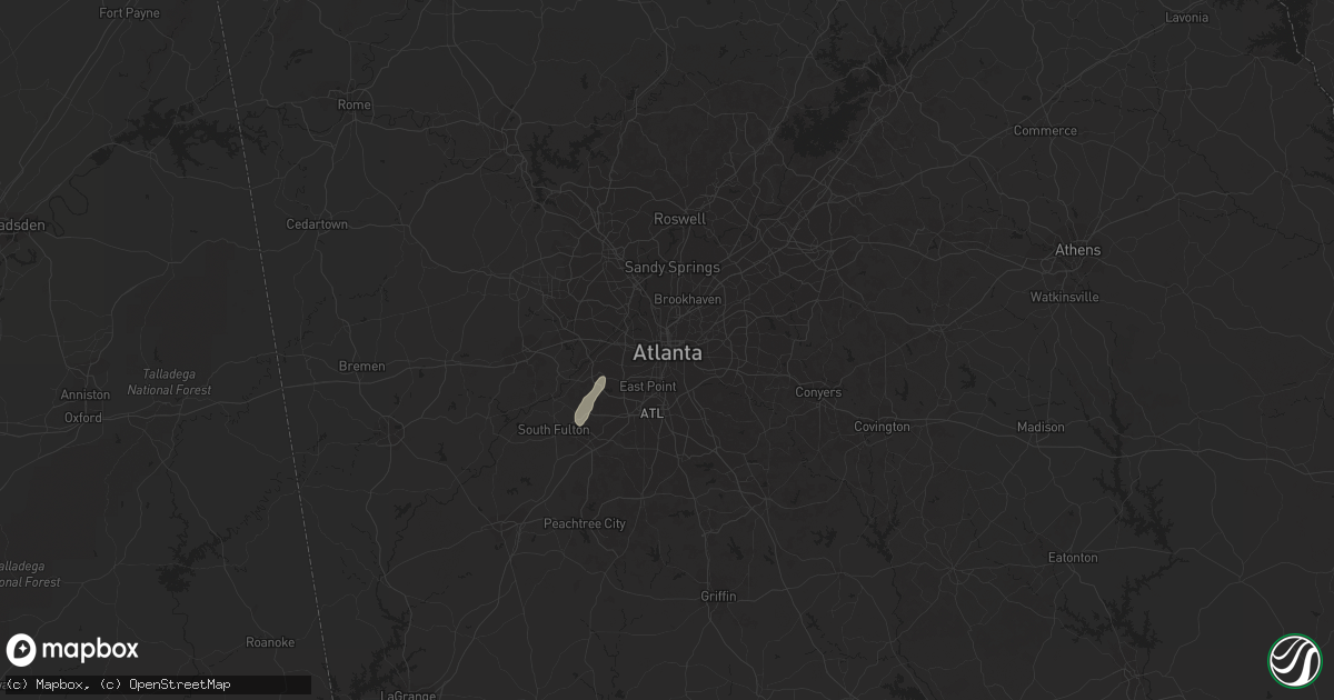 Hail map in Atlanta, GA on July 30, 2015