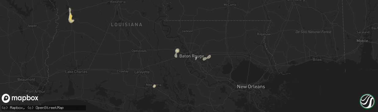 Hail map in Baton Rouge, LA on July 30, 2015