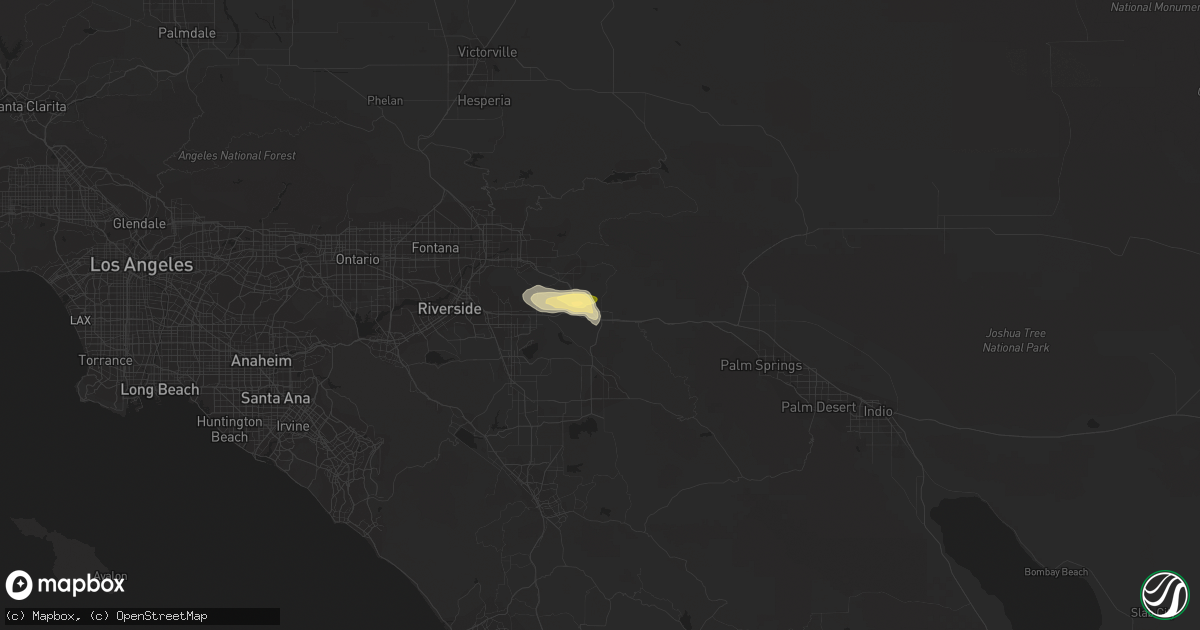 Hail map in Beaumont, CA on July 30, 2015