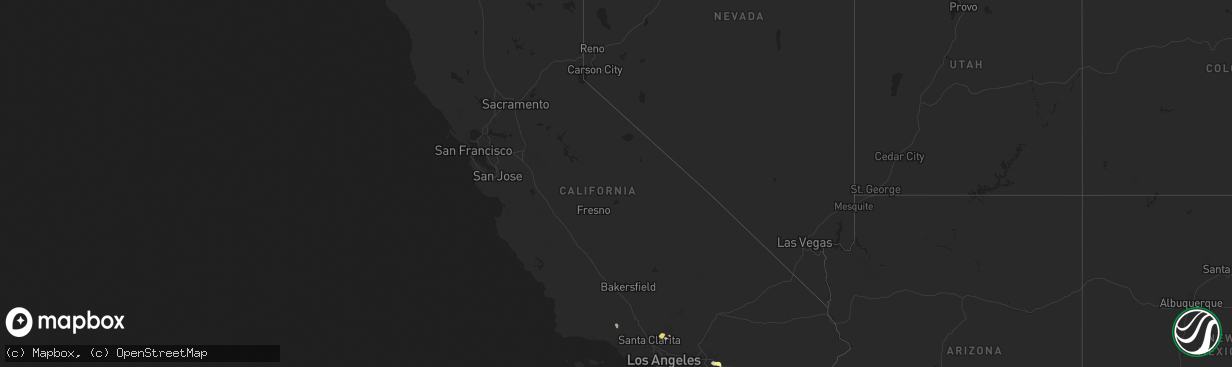 Hail map in California on July 30, 2015