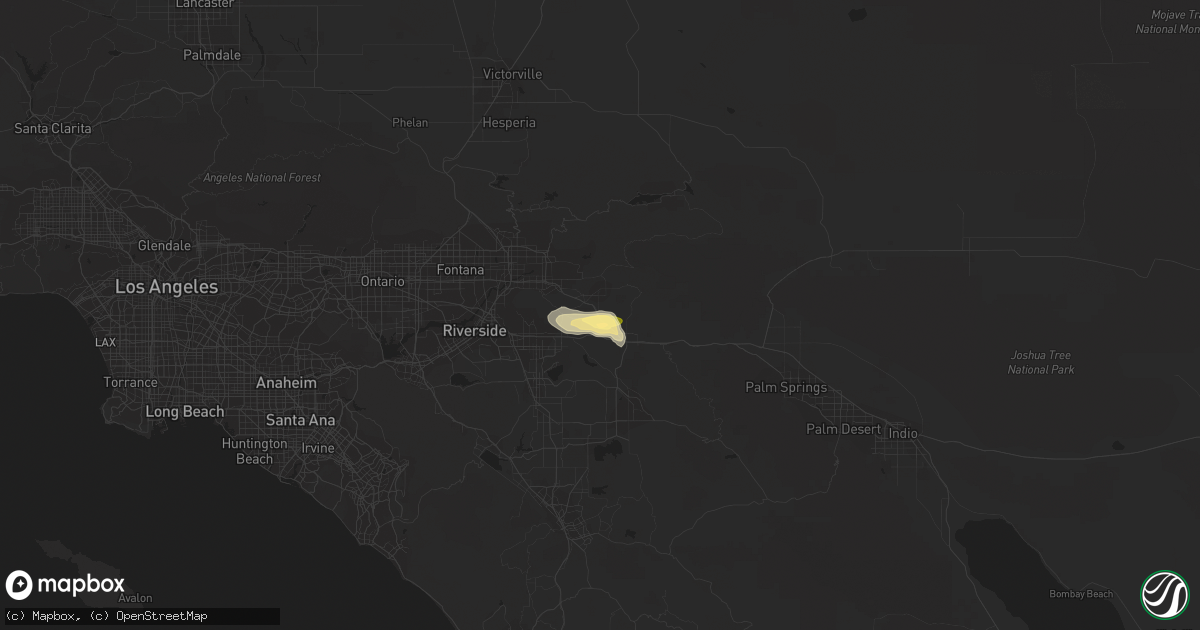Hail map in Calimesa, CA on July 30, 2015