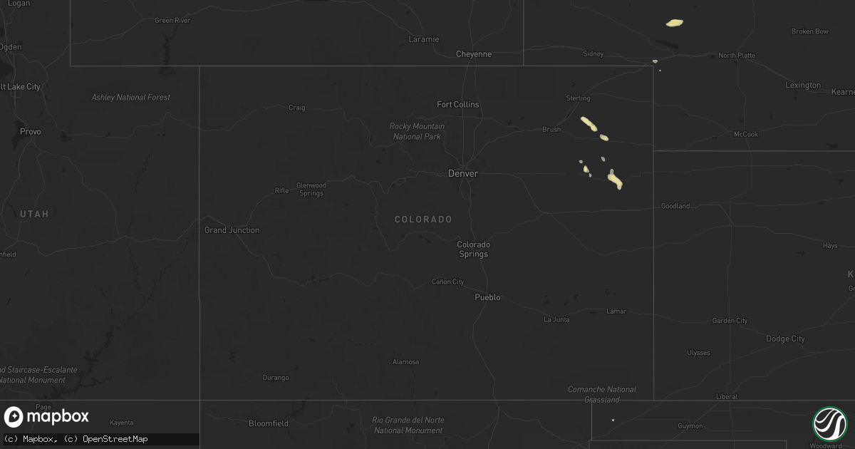 Hail map in Colorado on July 30, 2015