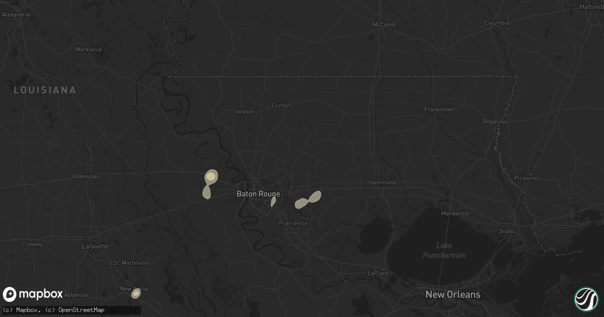 Hail map in Denham Springs, LA on July 30, 2015