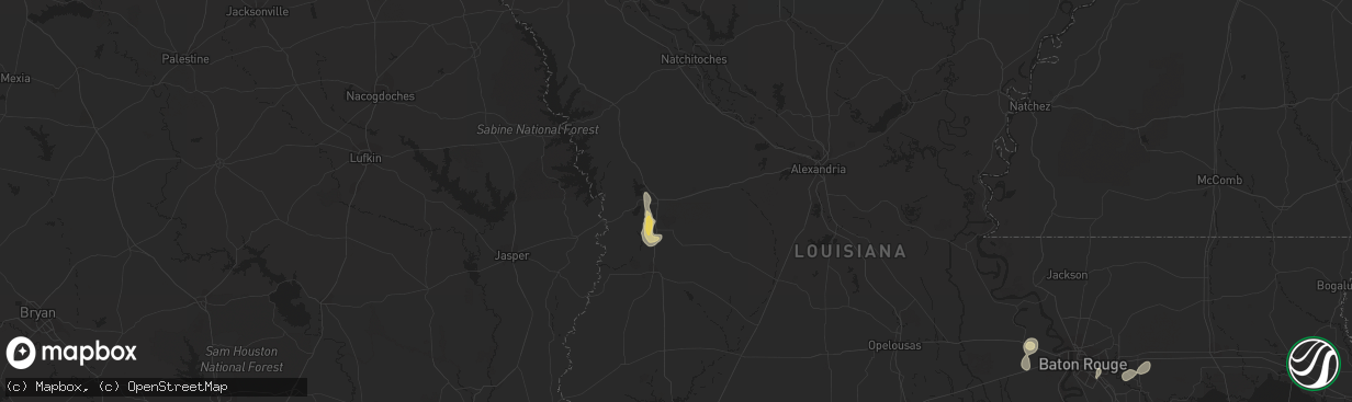 Hail map in Leesville, LA on July 30, 2015