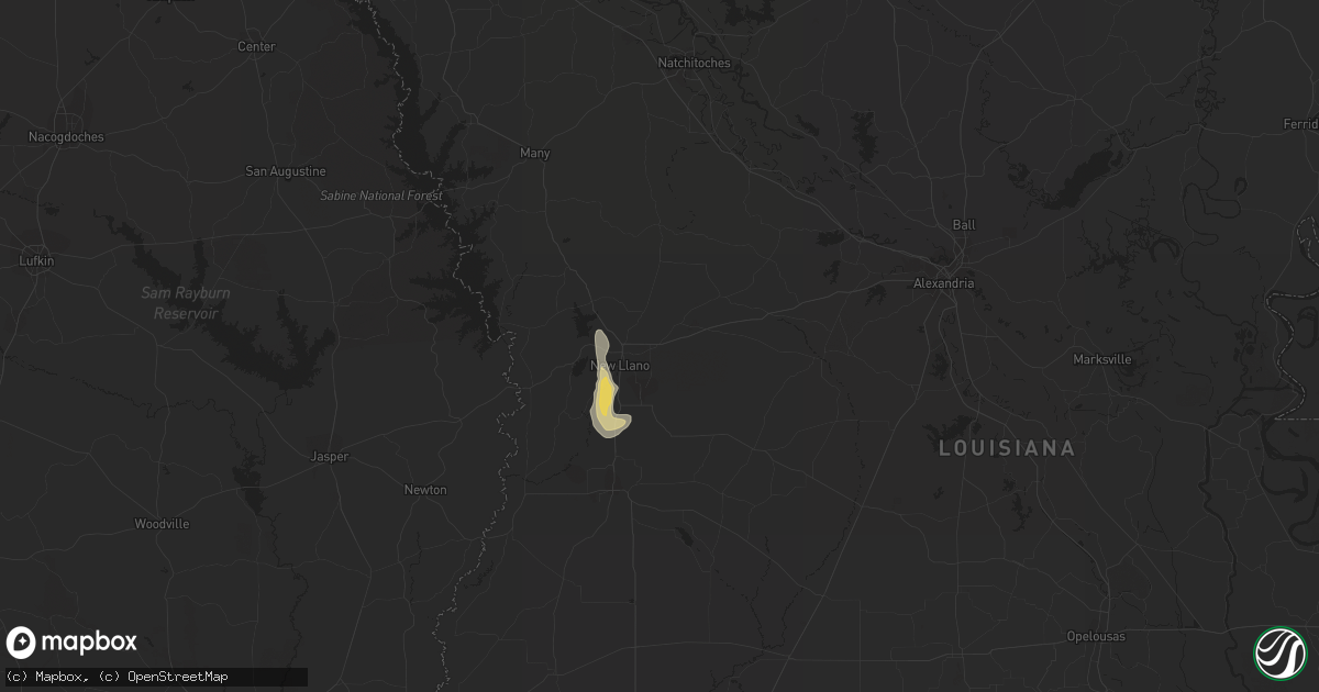 Hail map in Leesville, LA on July 30, 2015