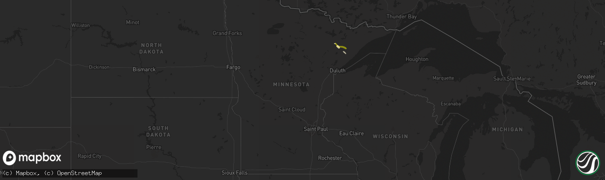 Hail map in Minnesota on July 30, 2015