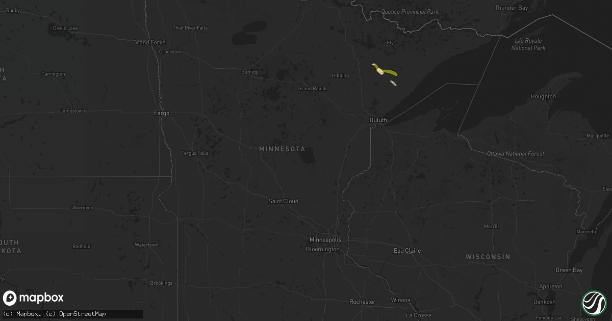 Hail map in Minnesota on July 30, 2015