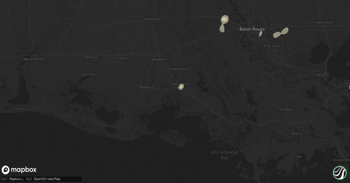 Hail map in New Iberia, LA on July 30, 2015