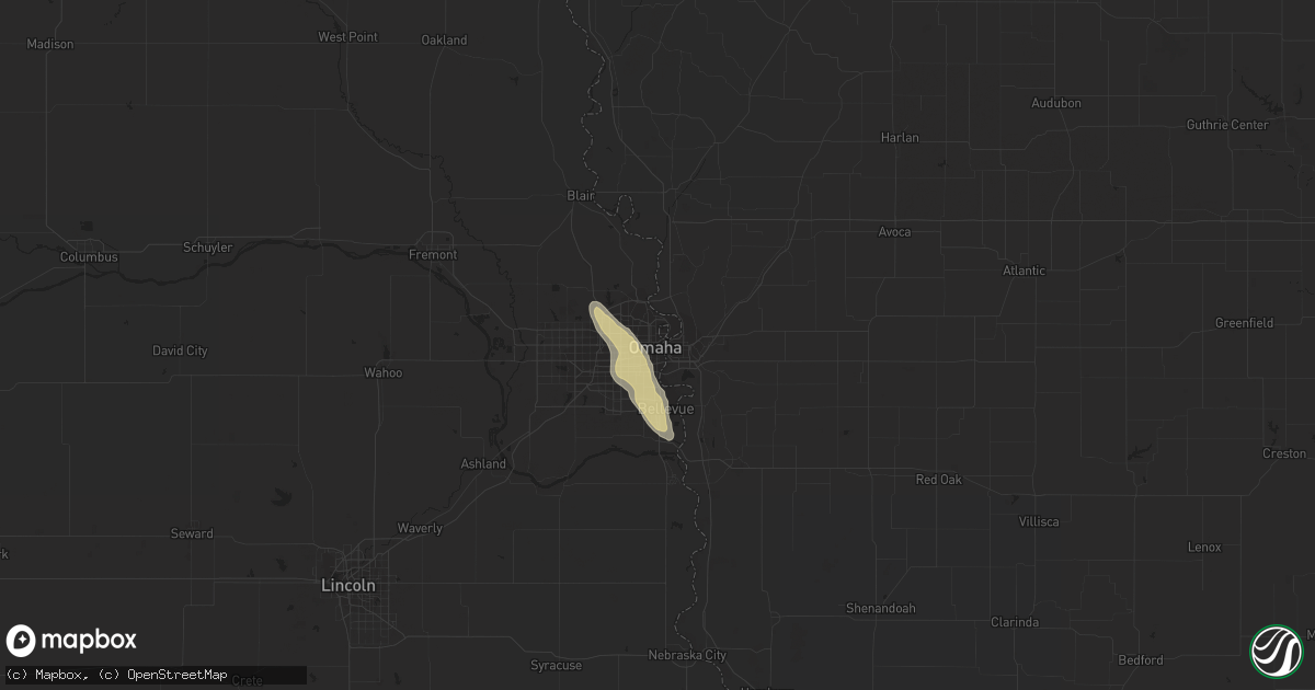 Hail map in Omaha, NE on July 30, 2015