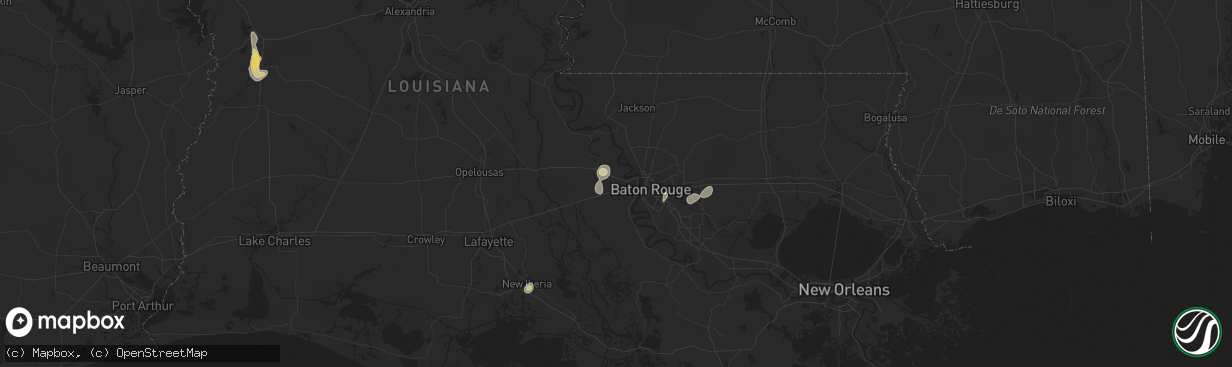 Hail map in Port Allen, LA on July 30, 2015