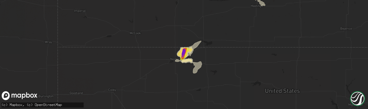 Hail map in Almena, KS on July 30, 2016