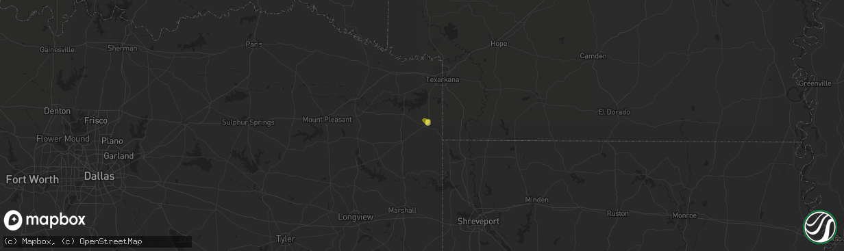 Hail map in Atlanta, TX on July 30, 2016