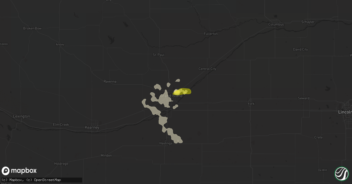 Hail map in Grand Island, NE on July 30, 2016