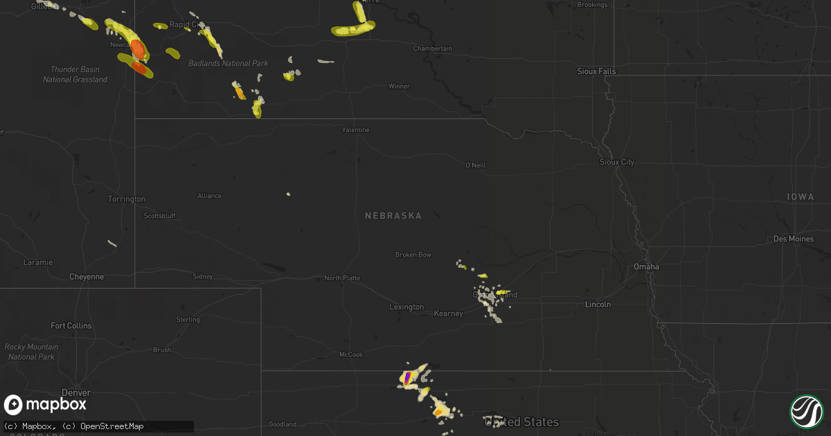 Hail map in Nebraska on July 30, 2016