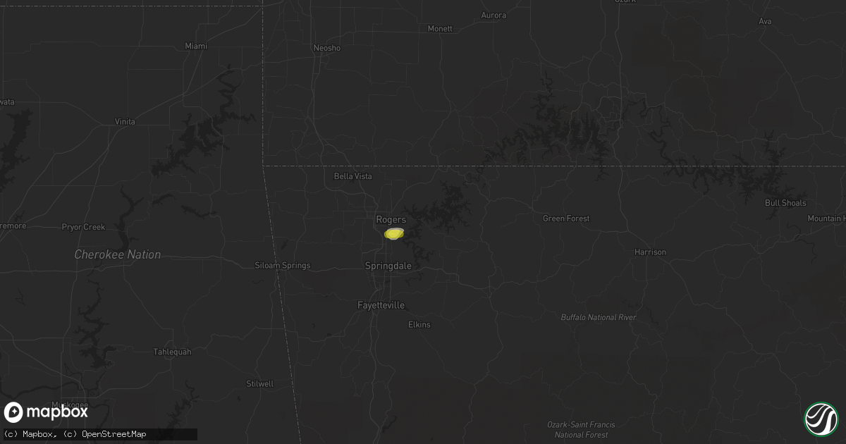 Hail map in Rogers, AR on July 30, 2016