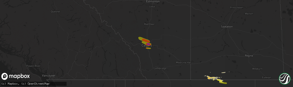 Hail map on July 30, 2016