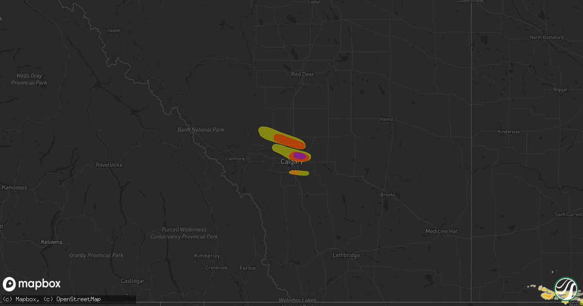 Hail map on July 30, 2016