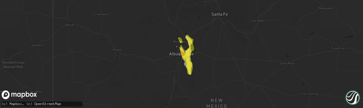 Hail map in Albuquerque, NM on July 30, 2018