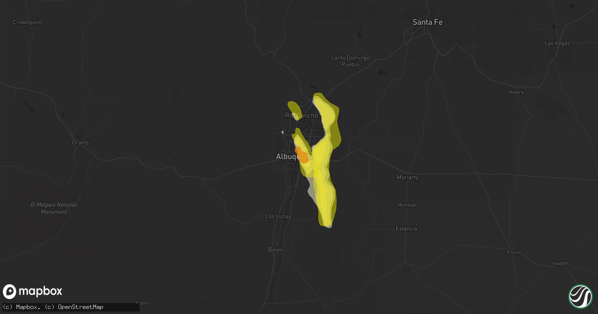 Hail map in Albuquerque, NM on July 30, 2018