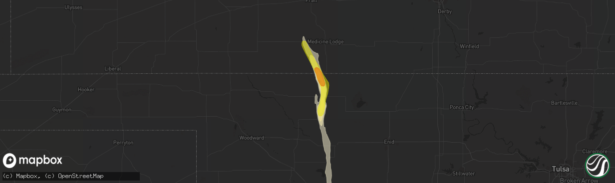 Hail map in Alva, OK on July 30, 2018