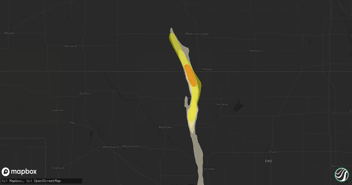 Hail map in Alva, OK on July 30, 2018