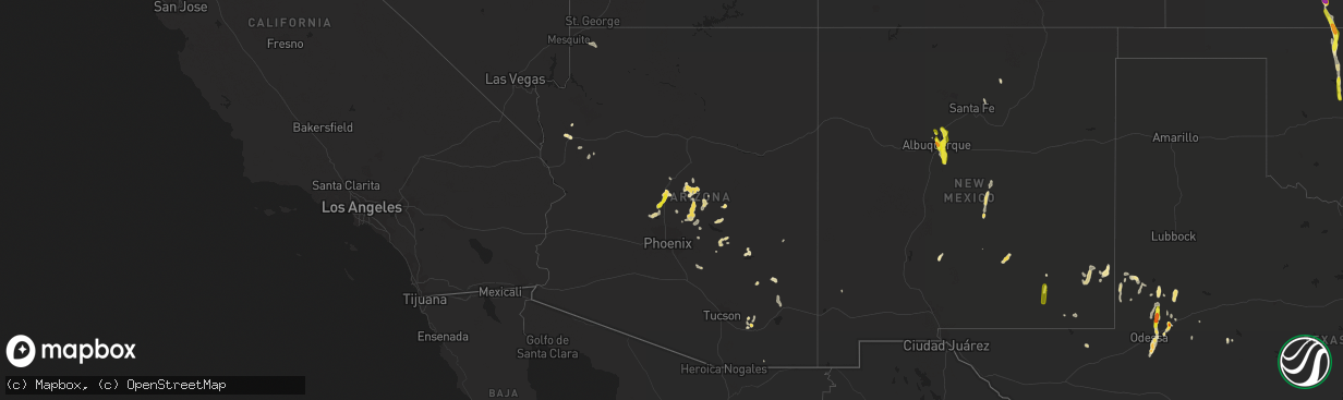 Hail map in Arizona on July 30, 2018