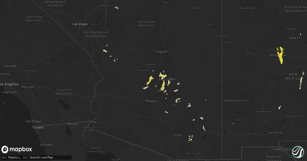 Hail map in Arizona on July 30, 2018