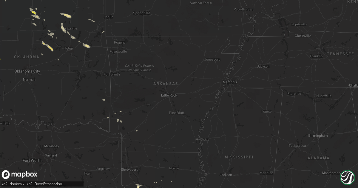 Hail map in Arkansas on July 30, 2018