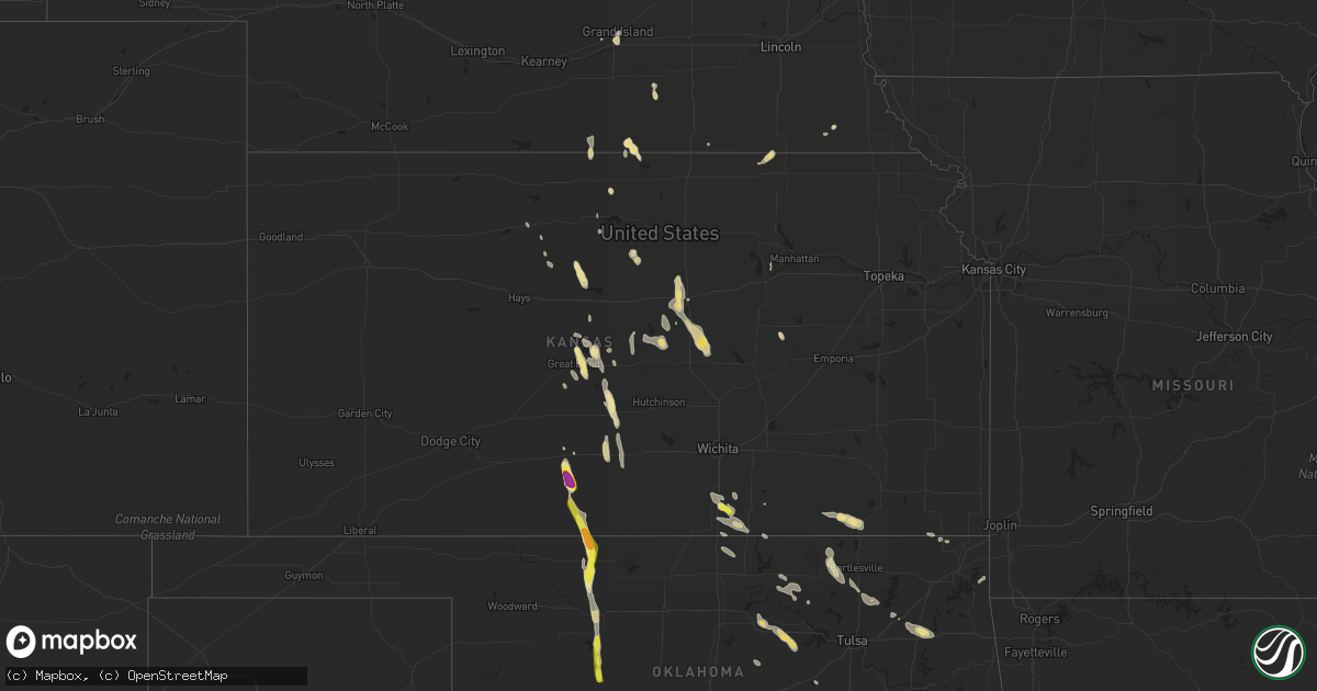 Hail map in Kansas on July 30, 2018