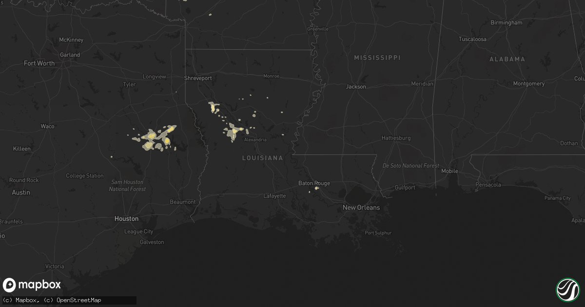 Hail map in Louisiana on July 30, 2018