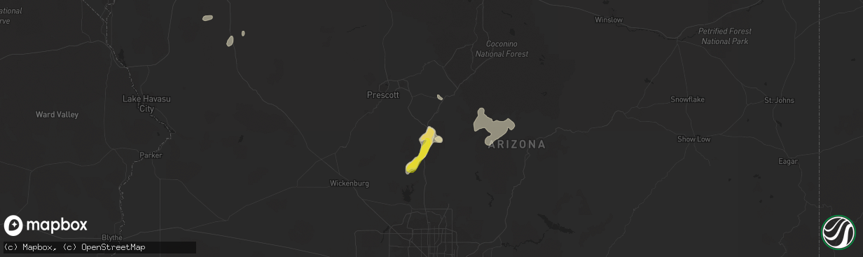 Hail map in Mayer, AZ on July 30, 2018