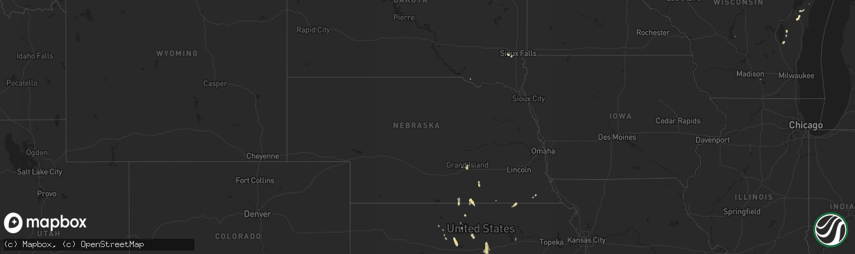 Hail map in Nebraska on July 30, 2018