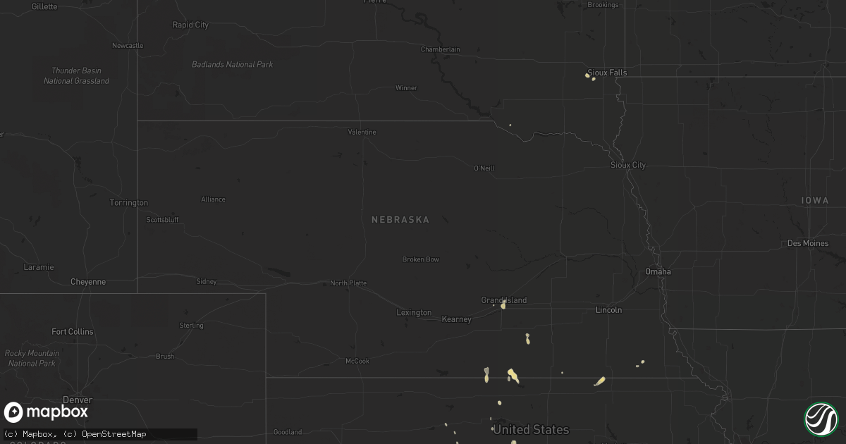 Hail map in Nebraska on July 30, 2018