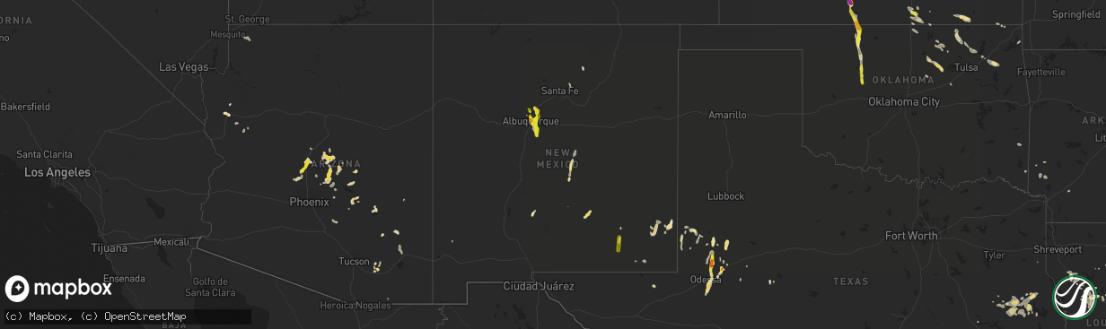 Hail map in New Mexico on July 30, 2018