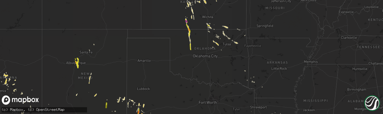 Hail map in Oklahoma on July 30, 2018