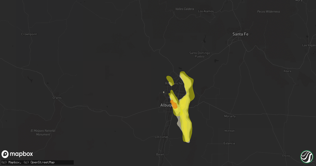 Hail map in Rio Rancho, NM on July 30, 2018