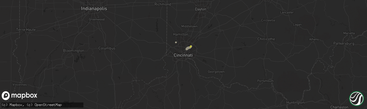 Hail map in Cincinnati, OH on July 30, 2019