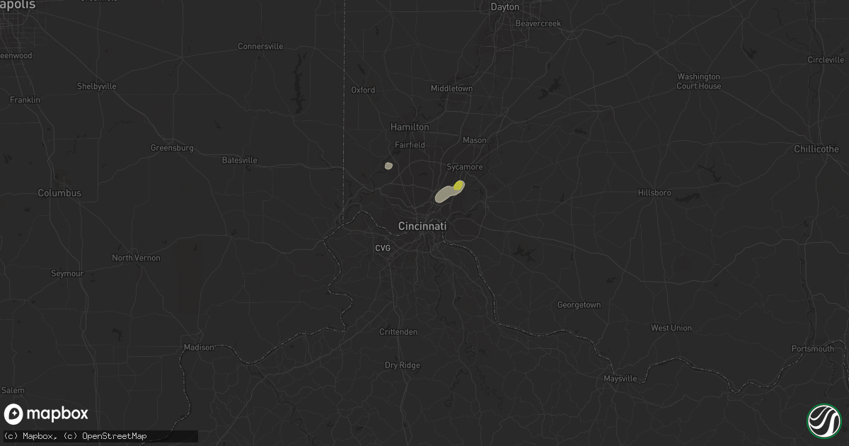 Hail map in Cincinnati, OH on July 30, 2019