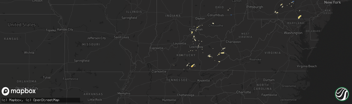 Hail map in Kentucky on July 30, 2019