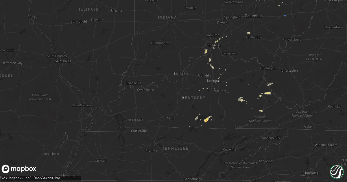 Hail map in Kentucky on July 30, 2019