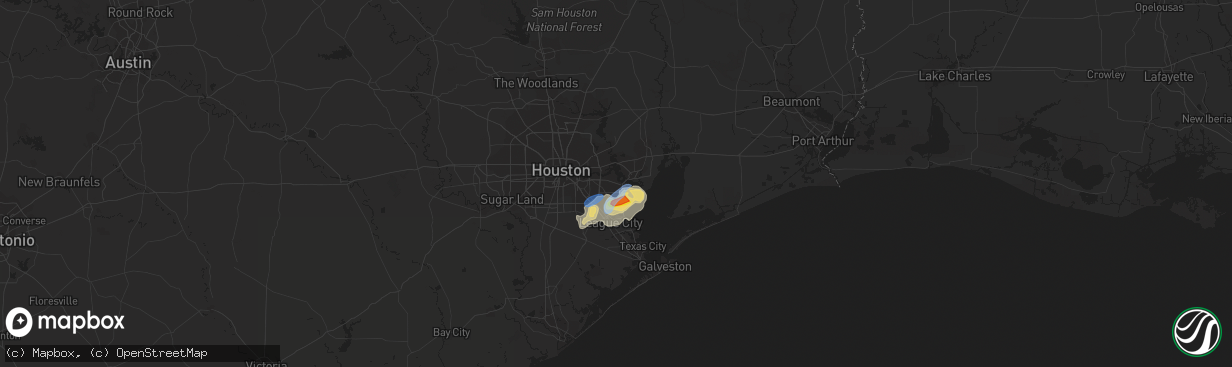 Hail map in La Porte, TX on July 30, 2019