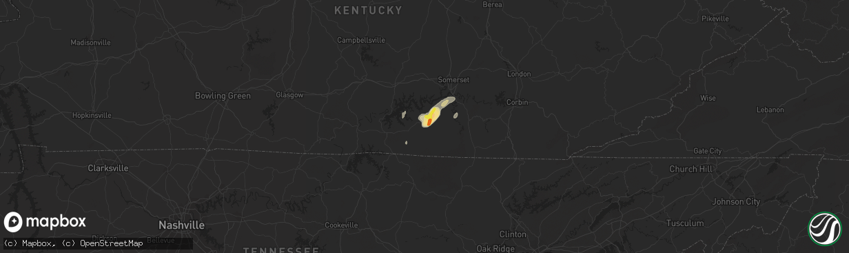 Hail map in Monticello, KY on July 30, 2019