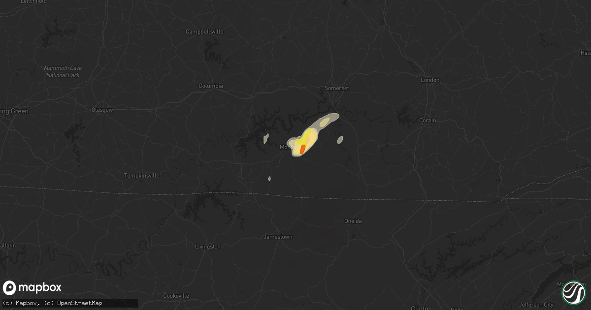 Hail map in Monticello, KY on July 30, 2019